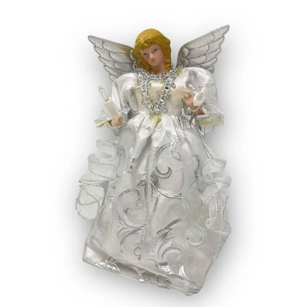 Ashland Christmas Lighted Corded Angel Tree Topper White Silver Decoration